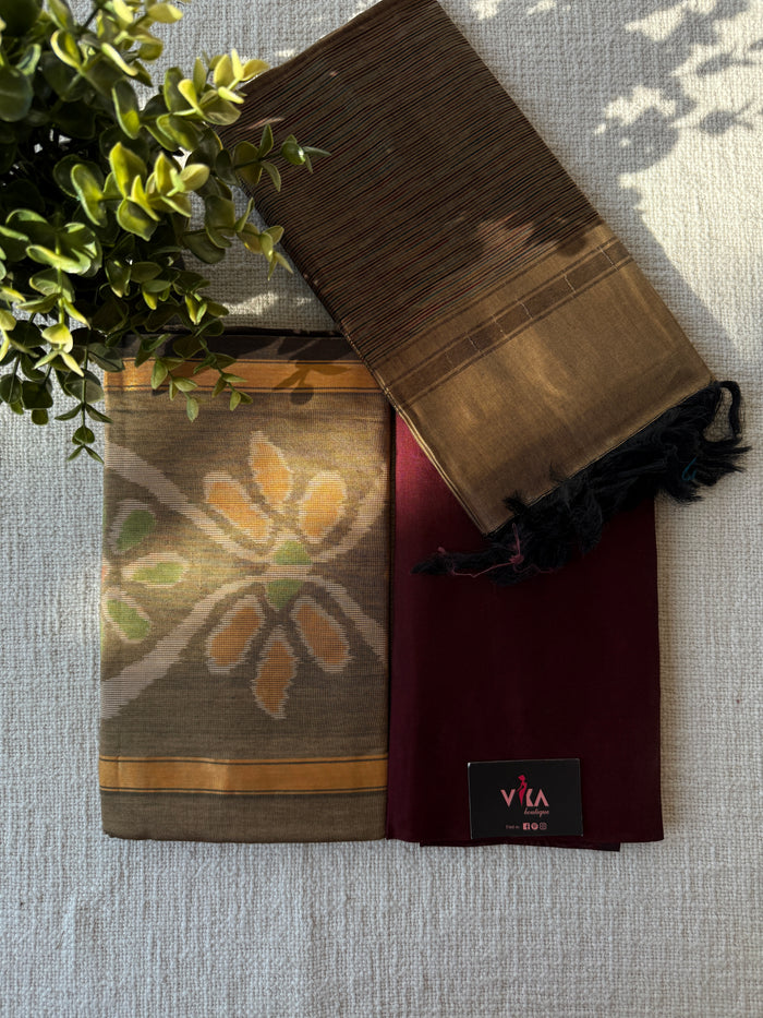 Pochampally poly cotton suit set