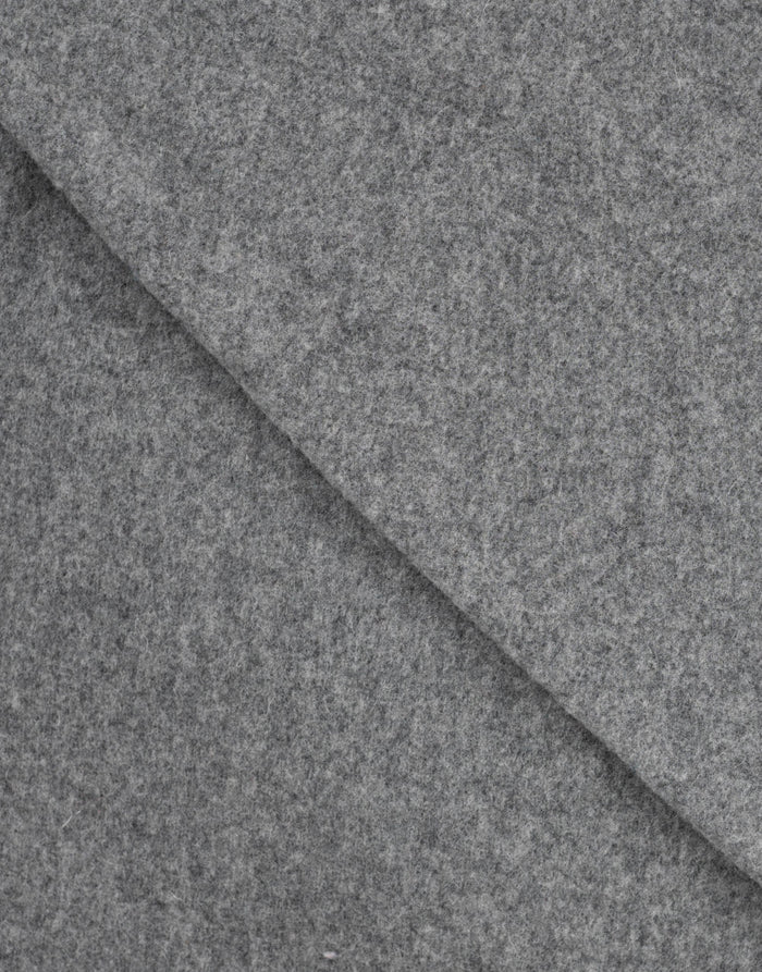 Remnant 95cm - Mid Grey Melange 100% Merino Wool Fleece Fabric