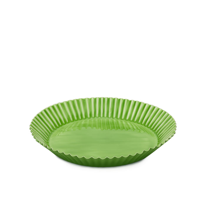 Round Scalloped Metal Tray | Green