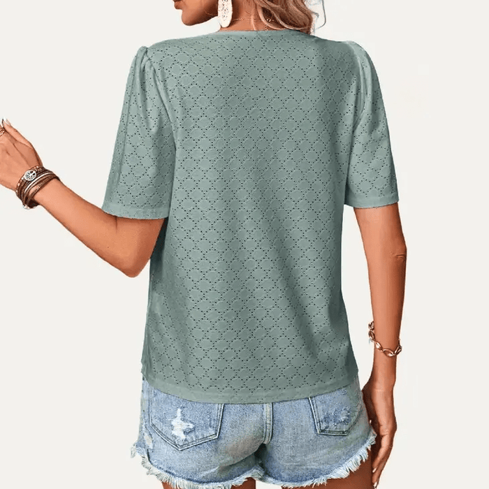 Sage Pointelle Short Sleeve Top - Intimate Whispers