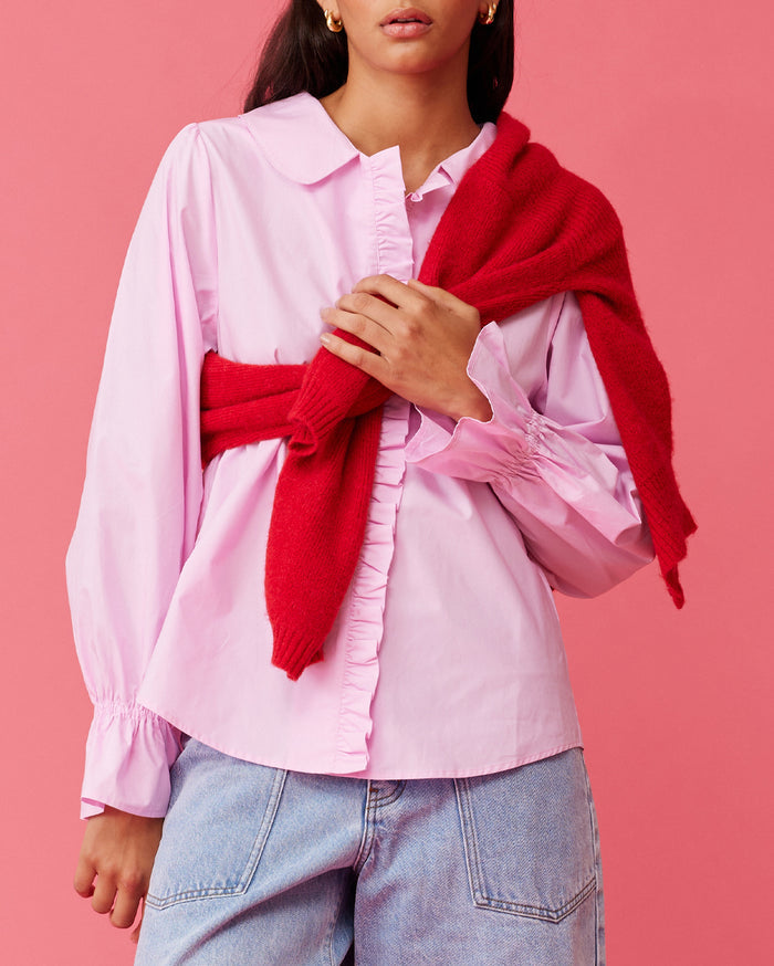SANDLER RUFFLE SHIRT PINK