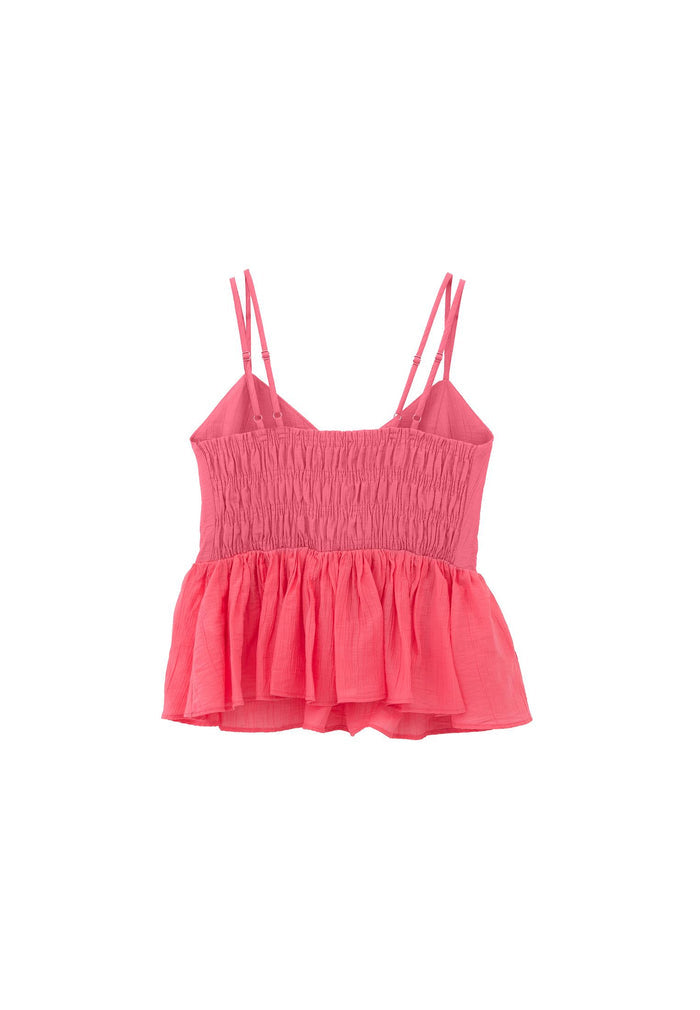 Sleeveless V Neck Blouse - PINK LEMONADE
