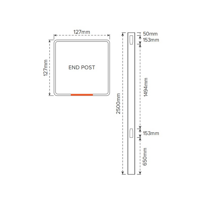 SOUTHAMPTON PVC END POST - 127 x 127 x 2500mm, - Image 2