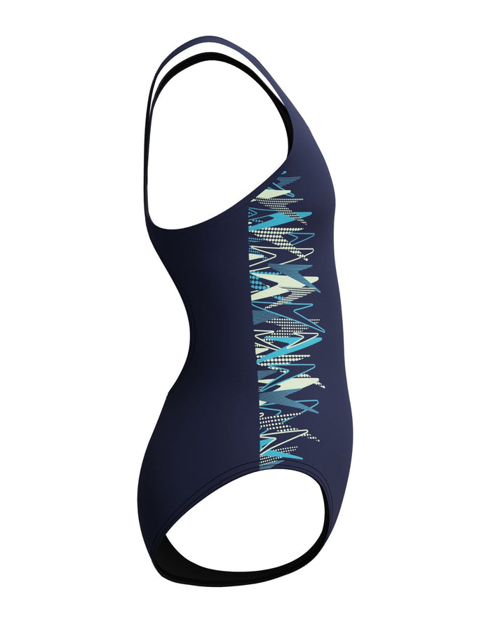 Speedo Girls Placement Muscleback Swimsuit - Navy/Green
