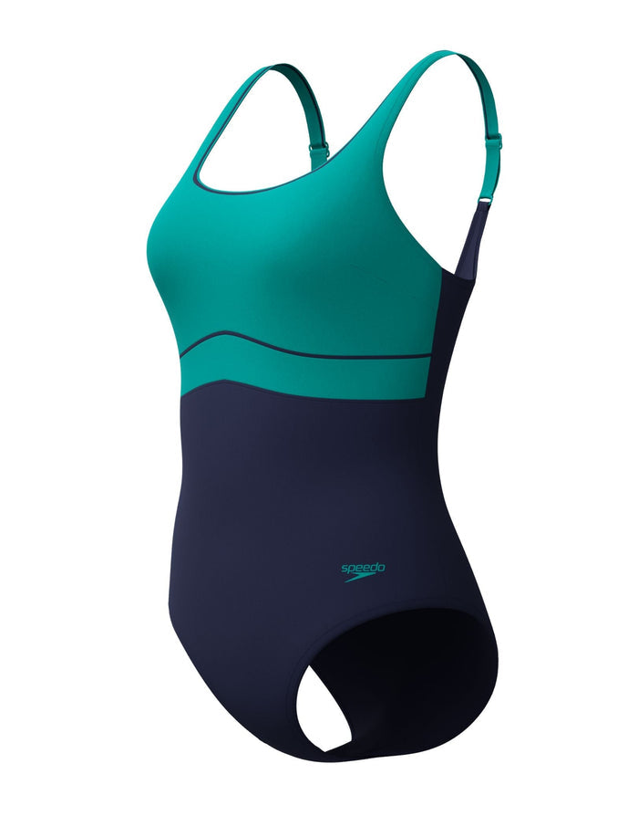 Speedo Shaping Contour Eclipse Swimsuit - Teal/Navy