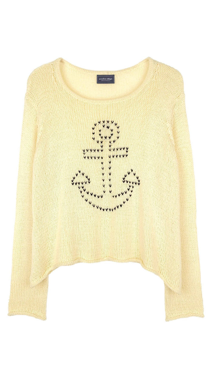 Stitched Anchor Crew-Sweaters-Uniquities