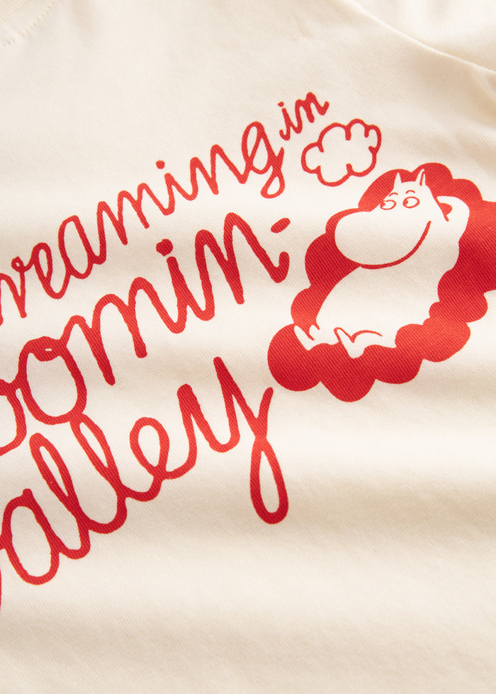 Raw white baby T-shirt with Mumin print