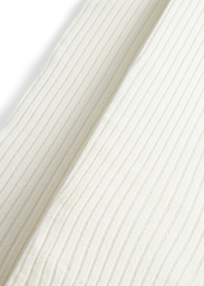 Ribbed tights in cream cotton for children