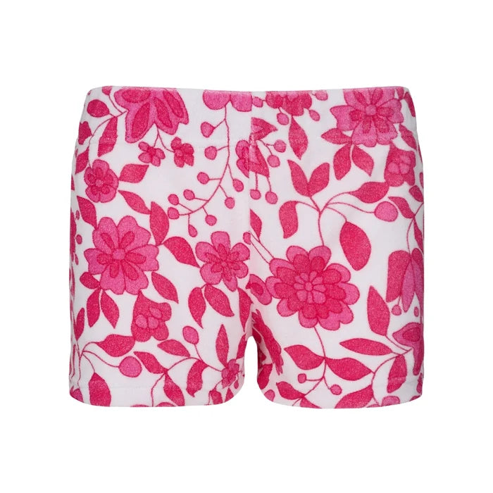 Towelling Floral Hipster Shorts | Fuchsia