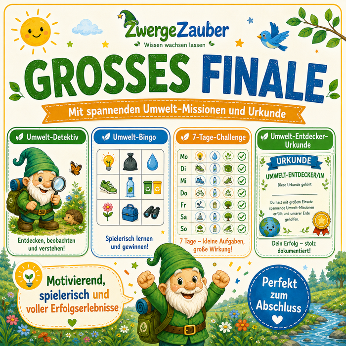 Großes Umwelt-Entdecker-Finale mit Umwelt-Detektiv, Bingo, 7-Tage-Challenge und persönlicher Umwelt-Entdecker-Urkunde