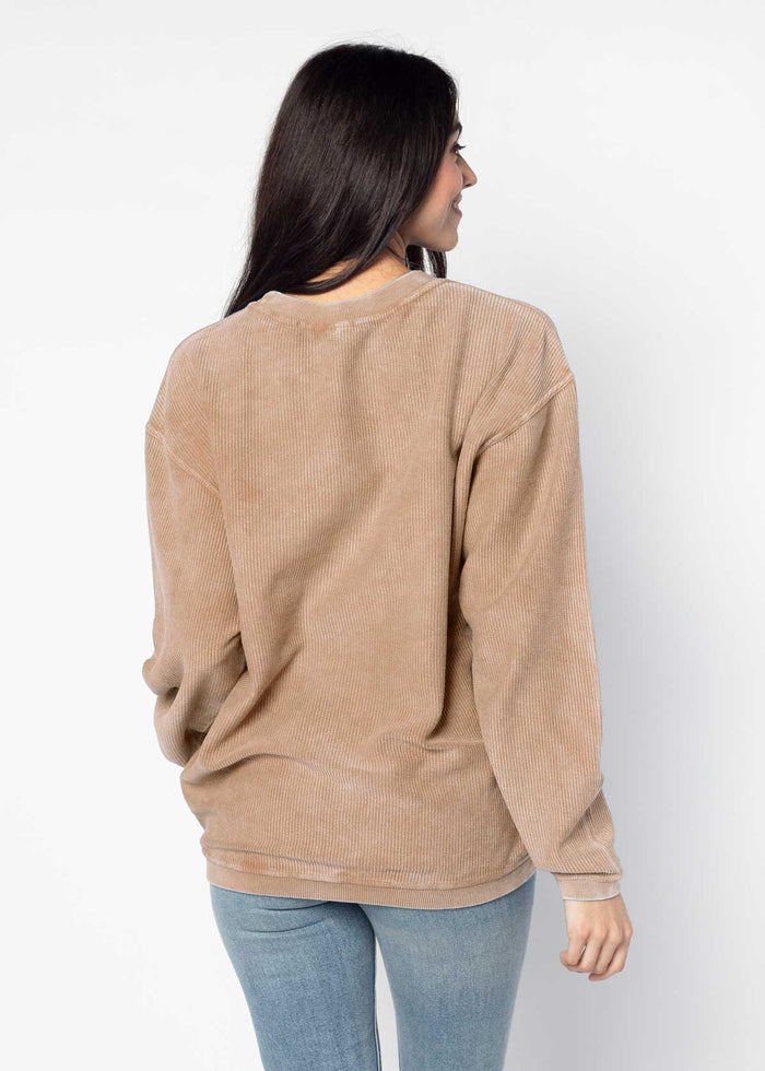Virginia Tech Hokies Women's Clubhouse Original Corded Crew in Latte