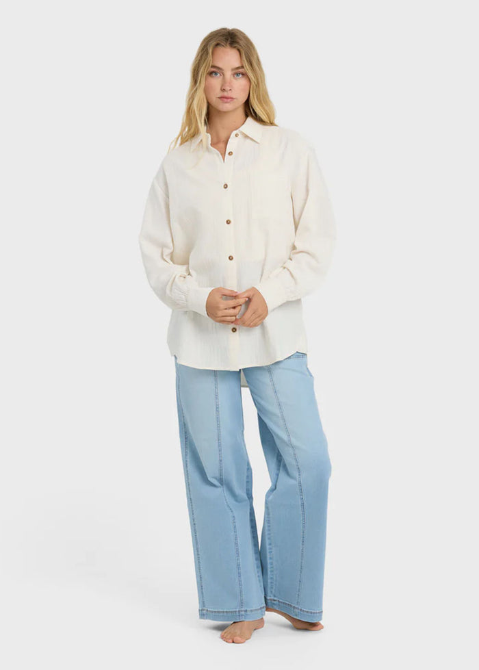 Wanderer Solid Long Sleeve Top - Salt Crystal