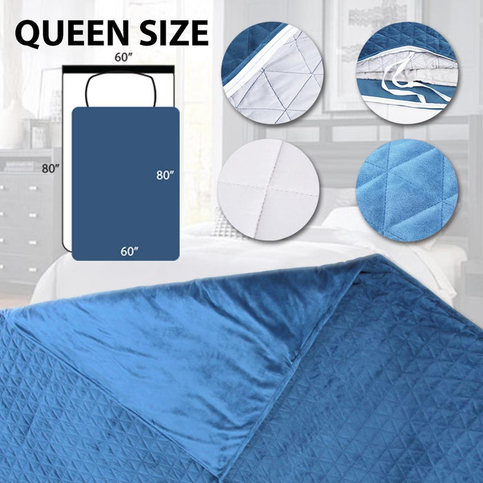 Weighted Blanket 20 lbs for Better Sleep, Glass Beads, Navy Blue