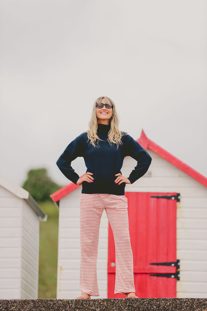 Womens 100% Cotton Roll Neck Jumper | Navy