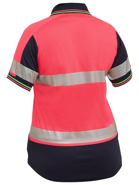 Women's Taped Two Tone Hi Vis V-Neck Polo BKL1225T