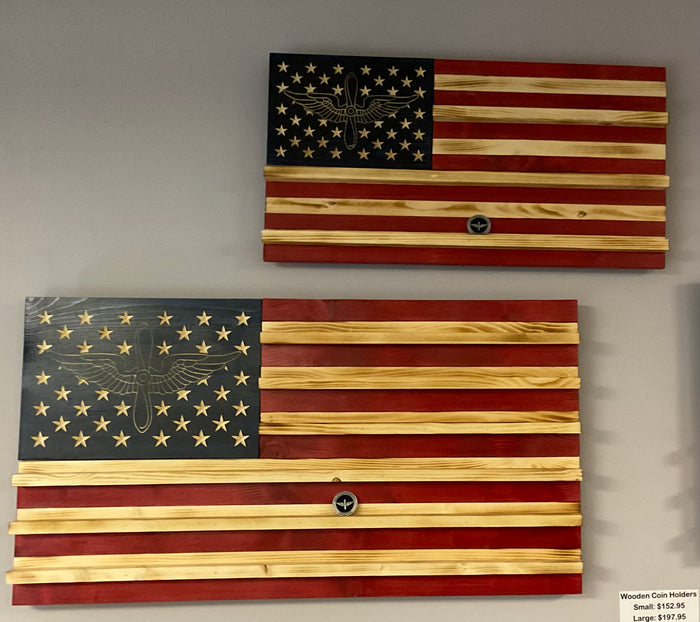 Wooden Flag Coin Holder