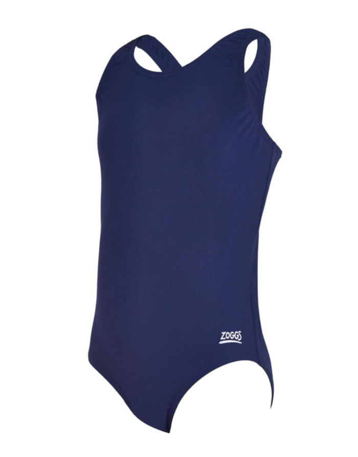 Navy blue Zoggs Girls Cottesloe Sportsback swimsuit with racerback