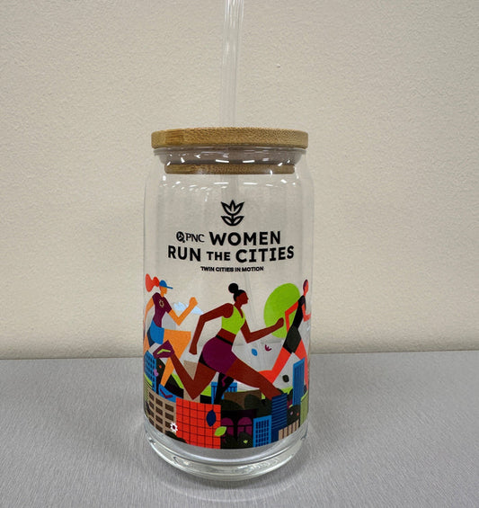 16 oz Women Run the Cities Bamboo Arcoroc Glass Tumbler