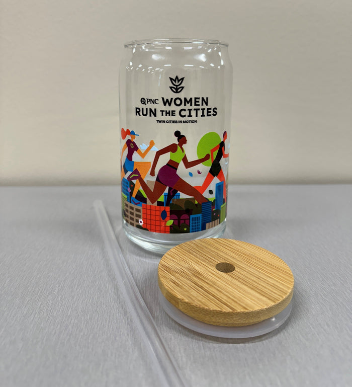 16 oz Women Run the Cities Bamboo Arcoroc Glass Tumbler