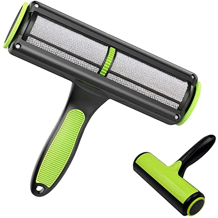 Reusable pet hair remover roller, clean hero shot on white background