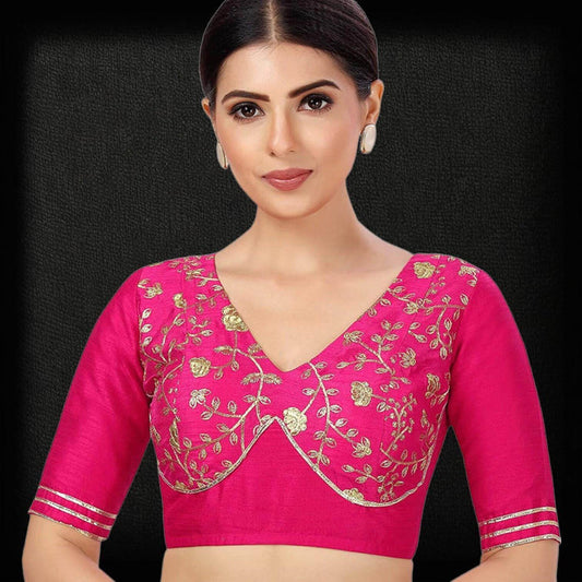 2879 Raw silk blouse | readymade blouse for saree - Kurti Connection USA