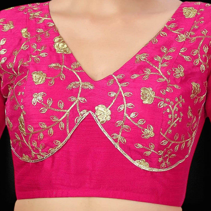 2879 Raw silk blouse | readymade blouse for saree - Kurti Connection USA