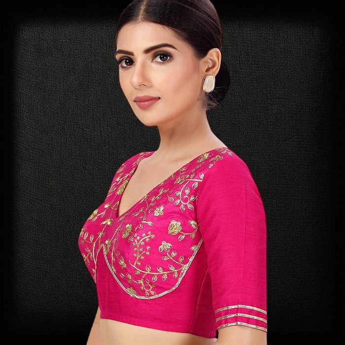 2879 Raw silk blouse | readymade blouse for saree - Kurti Connection USA