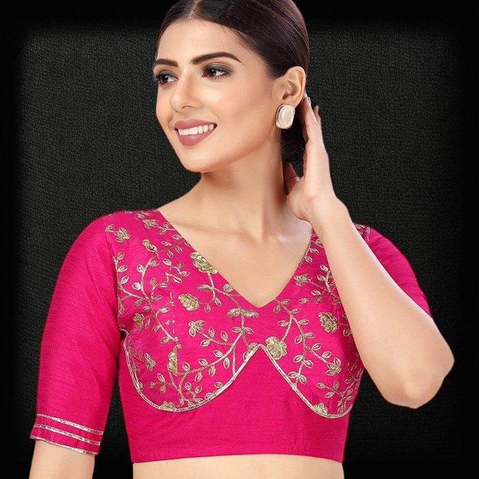 2879 Raw silk blouse | readymade blouse for saree - Kurti Connection USA