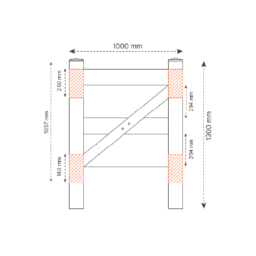Oxworks 3 Rail Rural PVC Gate - White - 1000 x 1300mm - - Image 2