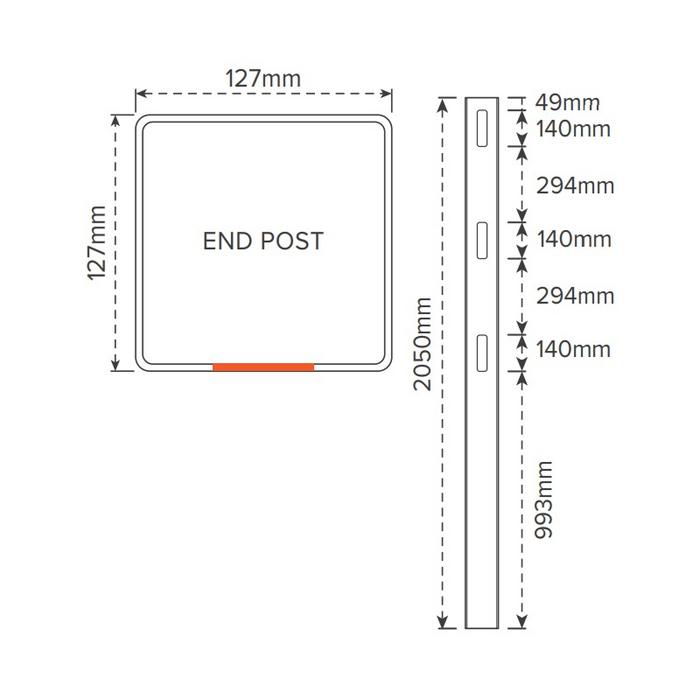 Oxworks 3 Rail Rural PVC End Post - White - 127 x 127 x 2050mm - - Image 2
