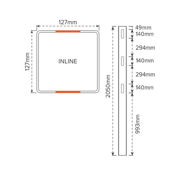 Oxworks 3 Rail Rural PVC Inline Post - White - 127 x 127 x 2050mm - - Image 2