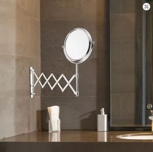 6 Inch Round Retractable Bathroom Wall Mirror Two-Sided 3X Magnifying