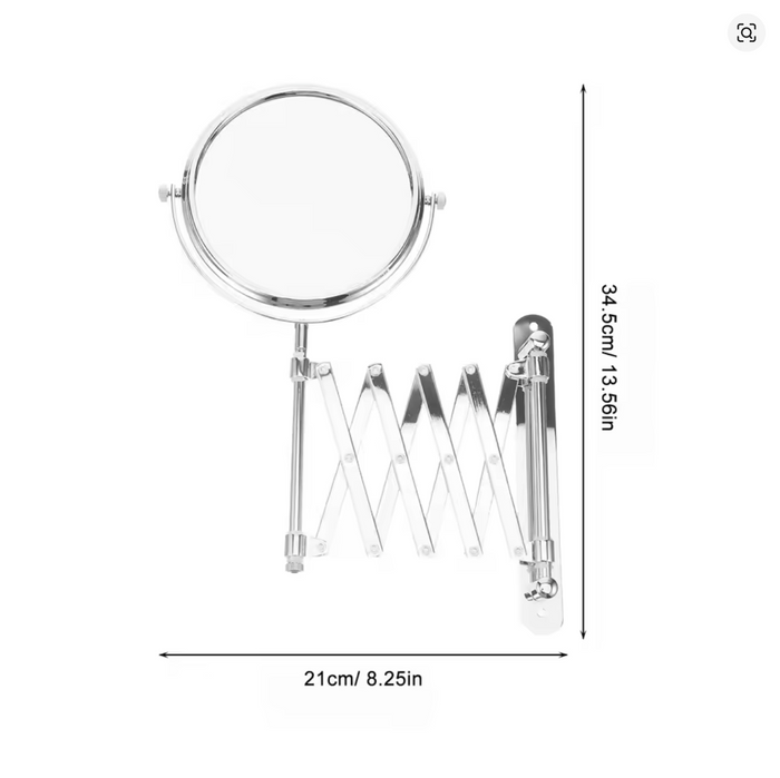 6 Inch Round Retractable Bathroom Wall Mirror Two-Sided 3X Magnifying