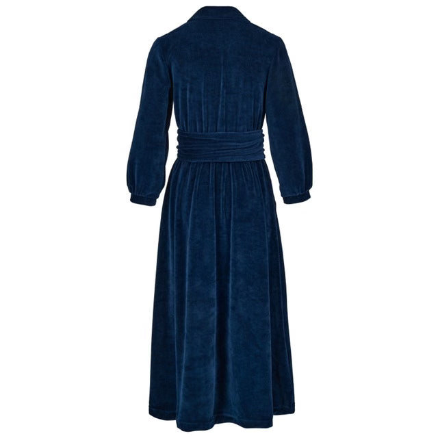 "Imogen" Stretch Velvet Midi Dress | Navy