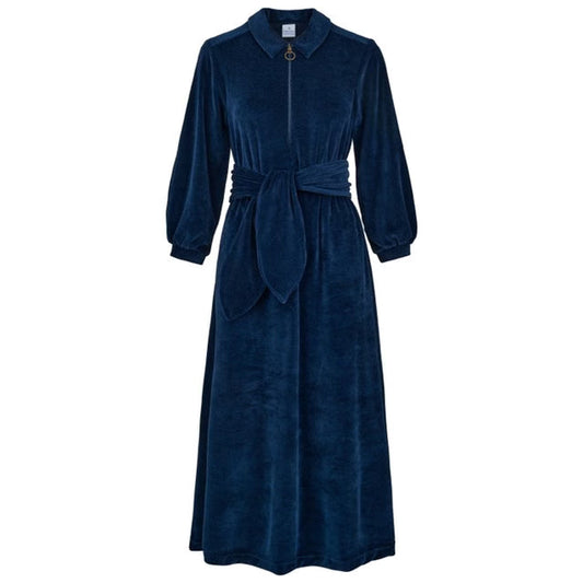"Imogen" Stretch Velvet Midi Dress | Navy