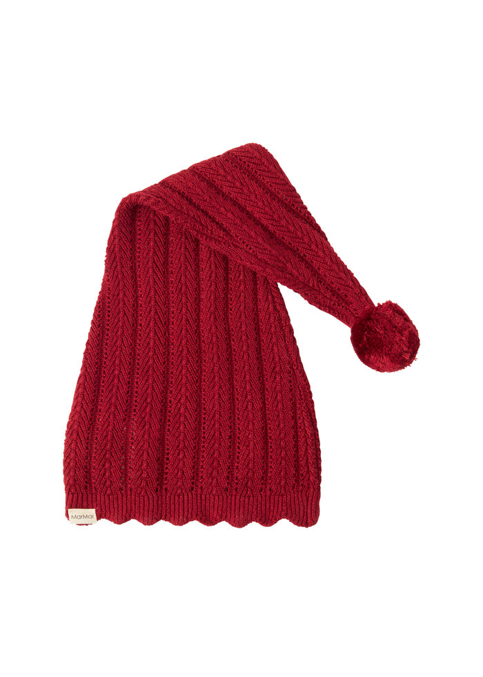 Red knitted Santa hat with tassel for baby
