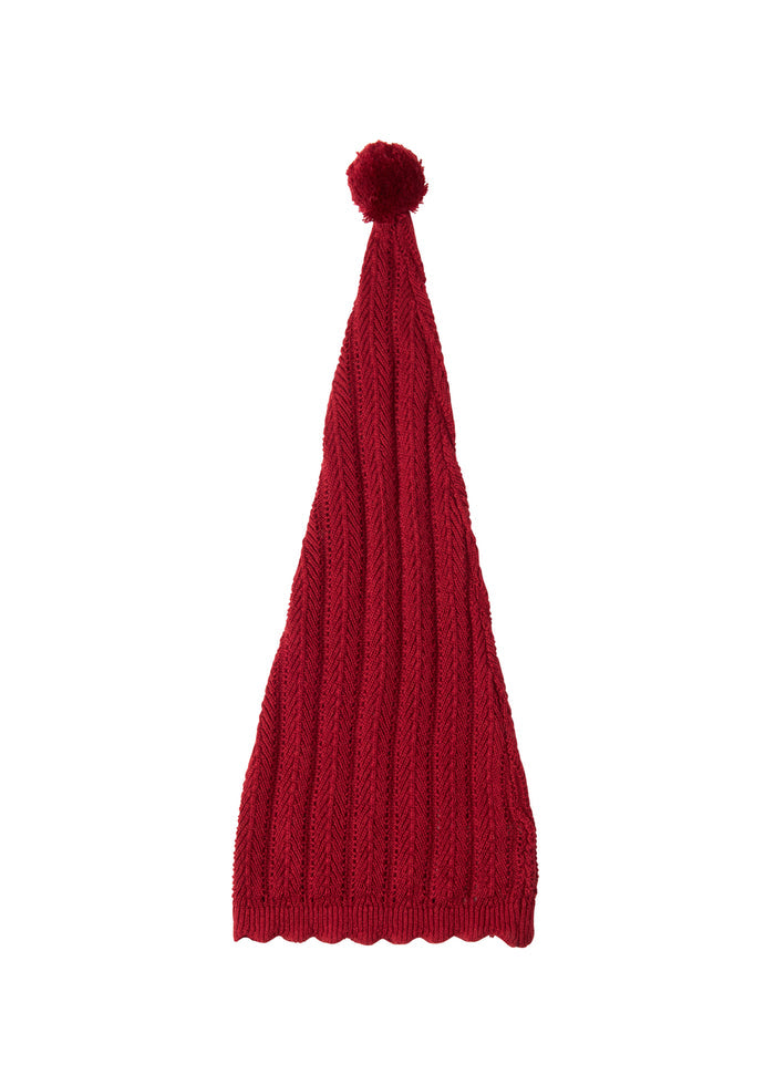 Red knitted Santa hat with tassel for baby