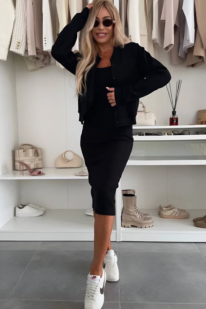 Aline - Robe Midi + Gilet Gratuit
