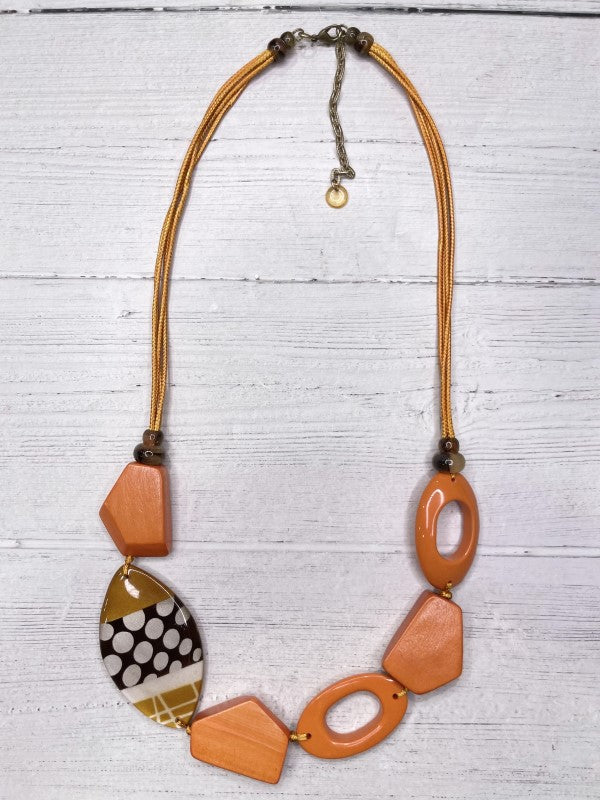 Alisha D Long Orange Beaded Resin Statement Necklace