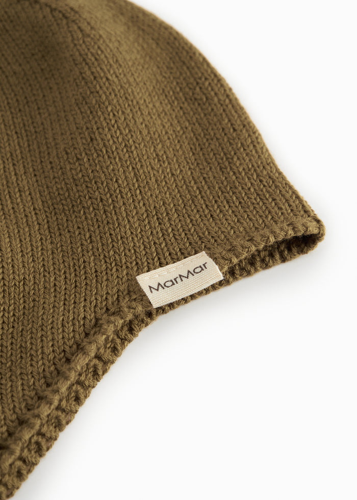 Brown knitted baby hat