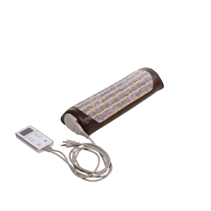 Amethyst Bolster Firm - Heated InfraMat Pro® | HealthyLine shown with remote control, designed for wellness and body care using heated amethyst elements.