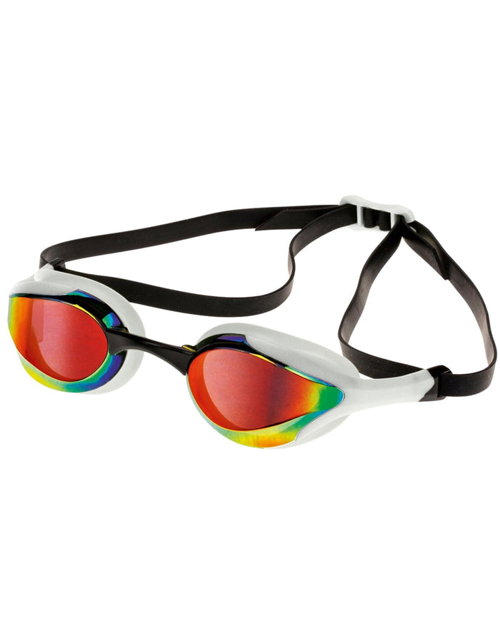 Aquafeel Leader Mirrored swim goggles with rainbow lenses and double head strap