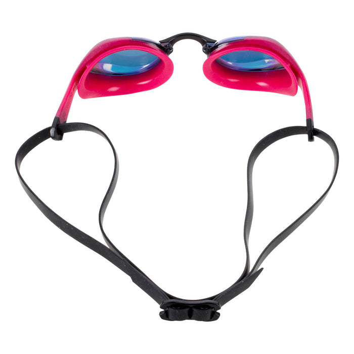 Aquafeel Leader Mirrored swim goggles with pink/blue lenses and double head strap