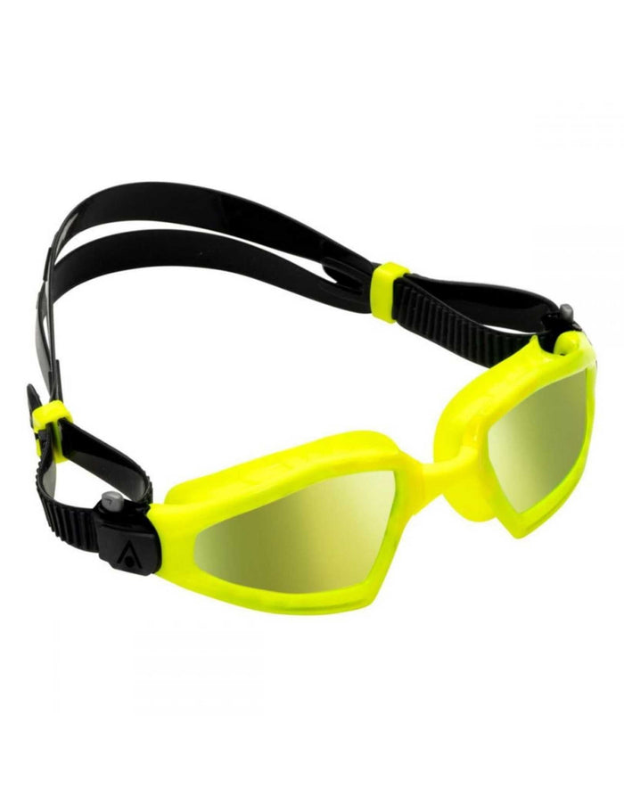 Aquasphere Kayenne Pro titanium mirrored swim goggles in neon yellow and black