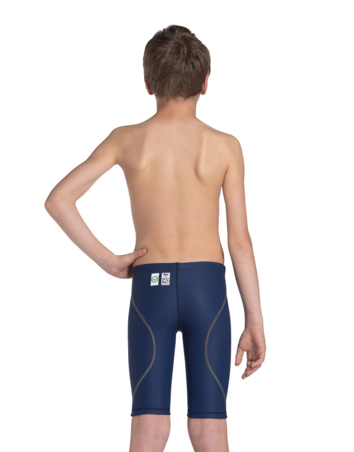 Navy Arena Boys Powerskin ST NEXT Jammer with gray accents and low water absorption