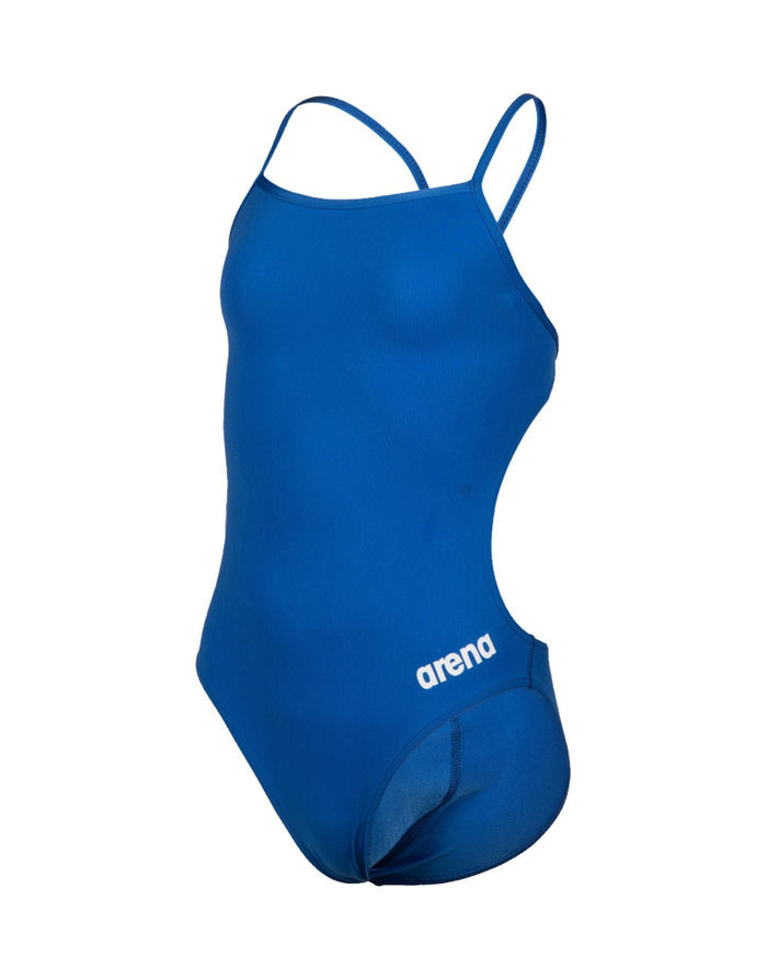 Royal blue Arena Girls Team Challenge solid swimsuit with white accents