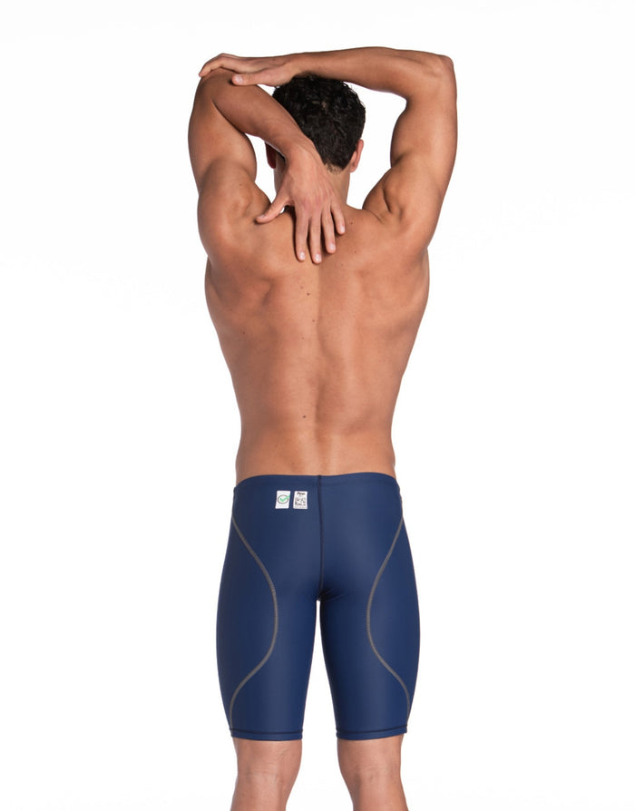 Navy Arena Powerskin ST NEXT Jammer with blue compression shorts, recycled materials