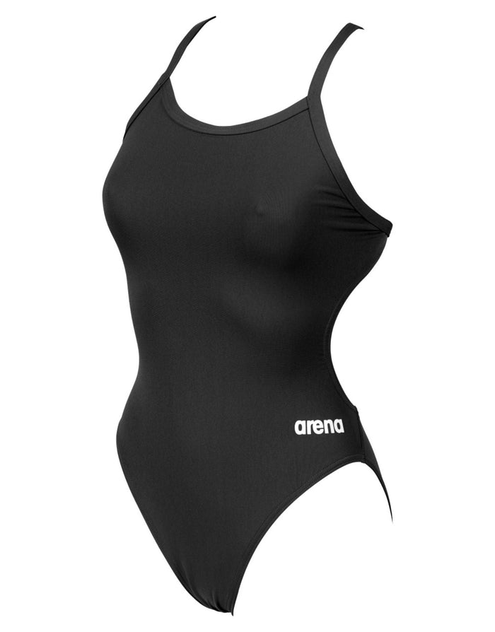 Arena Team Challenge Solid black one-piece swimsuit with adjustable straps