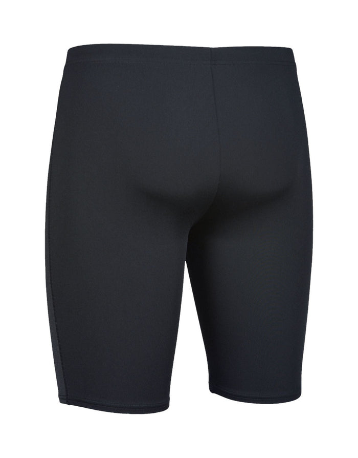 Sleek black team solid swim jammer with elastic waistband