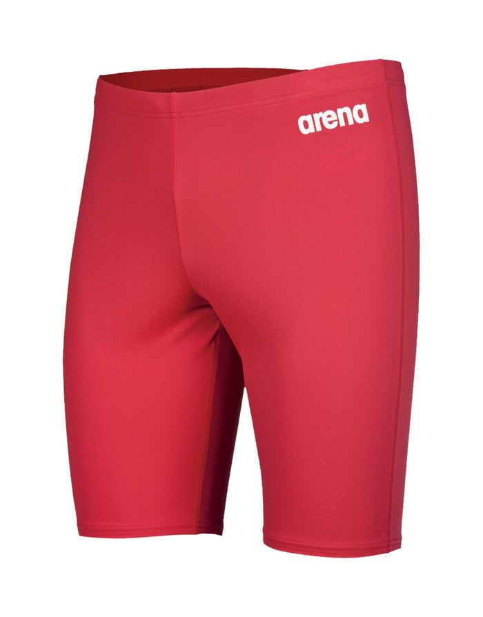 Red Arena team solid swim jammer with white logo